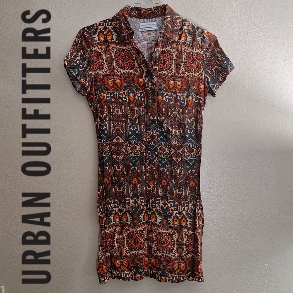Urban Outfitters UO Wismer Printed Mini Shirt Dress
